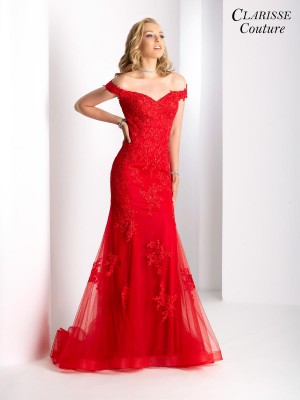 Clarisse Couture 4945 Sheer Mermaid Gown with Lace