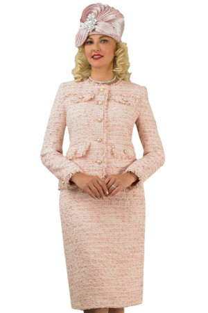 Lily and Taylor 4957 Ladies Tweed Suit with Fringe