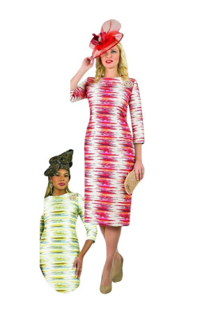 Lily and Taylor 4963 Stripe Brocade Church Dress
