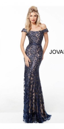 Jovani 49634 Embroidered Off Shoulder Gown