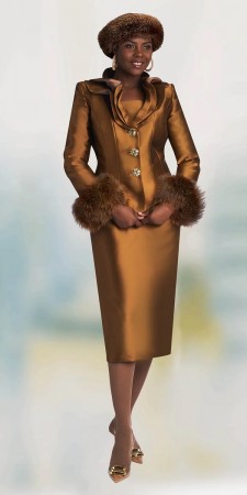 Lily and Taylor 4969 Ladies Church Suit with Fur Cuffs