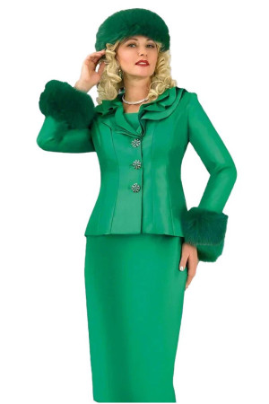 Lily and Taylor 4969 Ladies Fur Cuff Church Suit