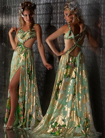 Green and Gold Prom Dresses