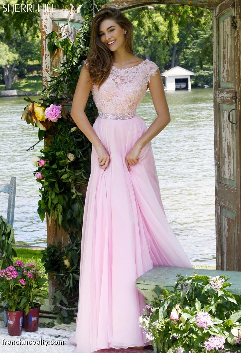 Size 12 Pink Sherri Hill 50041 Lace Illusion Evening Dress: French Novelty