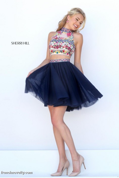 sherri hill 2 piece short prom dress