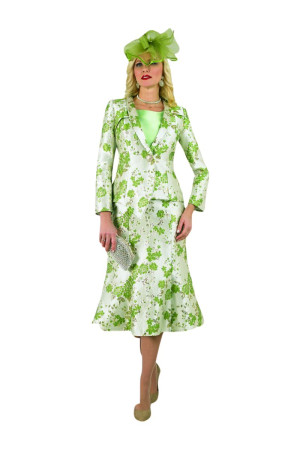 Lily and Taylor 5029 Ladies Floral Brocade Church Suit