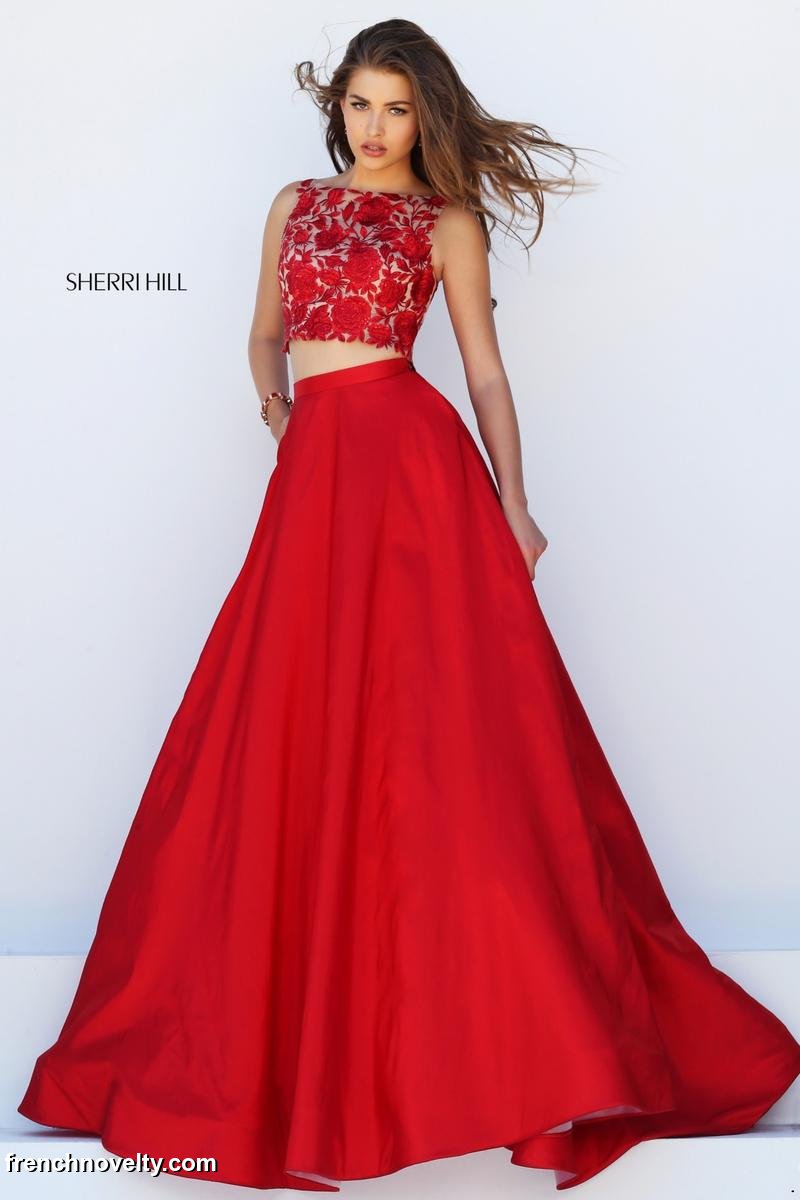 Sherri Hill 50318 Sheer Floral Bodice 2pc Prom Gown French Novelty