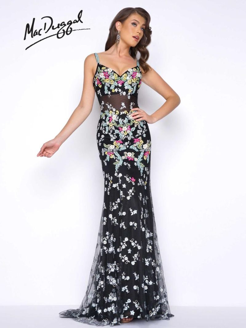 French Novelty Mac Duggal 50386m Sheer Floral Beaded Prom Dress