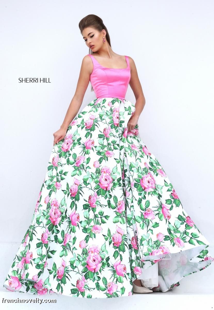 Sherri Hill 50462 Floral Print Prom Gown: French Novelty