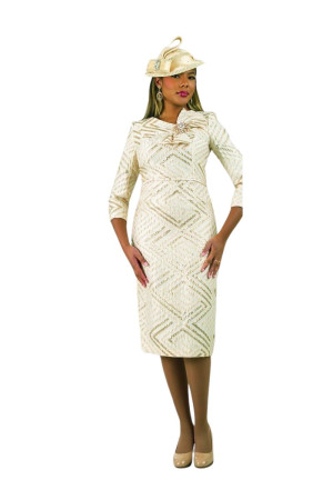 Lily and Taylor 5058 Metallic Jacquard Church Dress