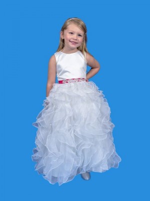 Rosebud Fashions 5122 Girls Organza Ruffle Dress with Bling