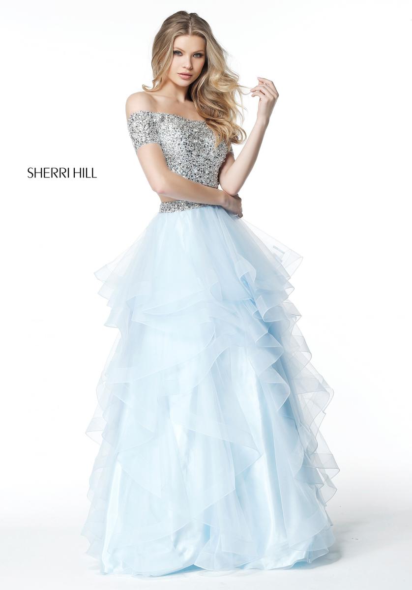 Sherri Hill 51272 Off Shoulder 2pc Beaded Ruffle Gown 