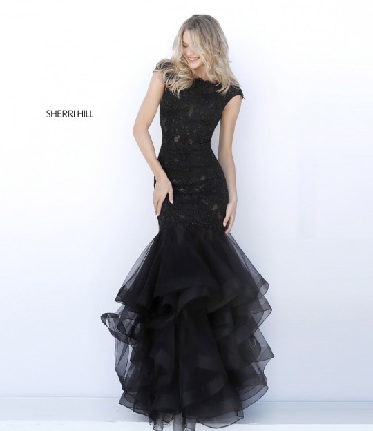 sherri hill black mermaid dress