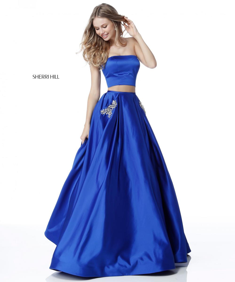 sherri hill royal blue two piece prom dress