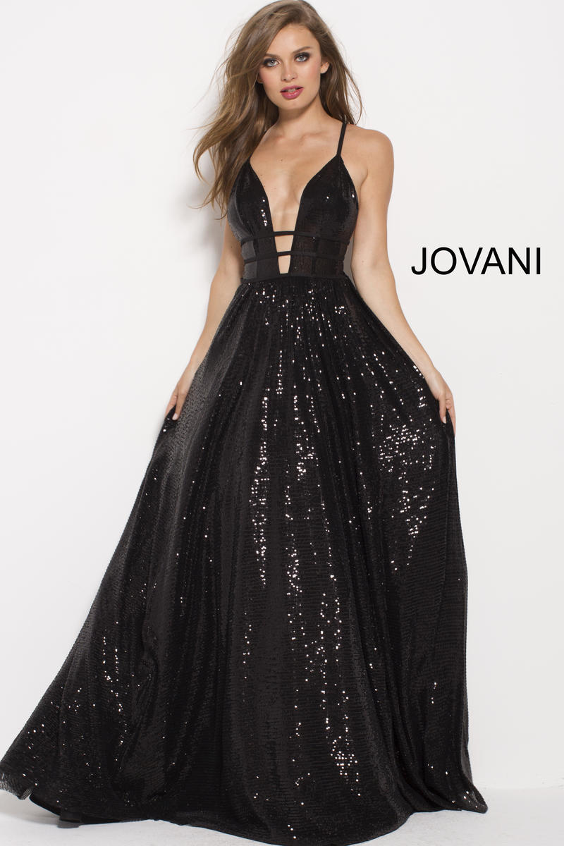 black sequin gown