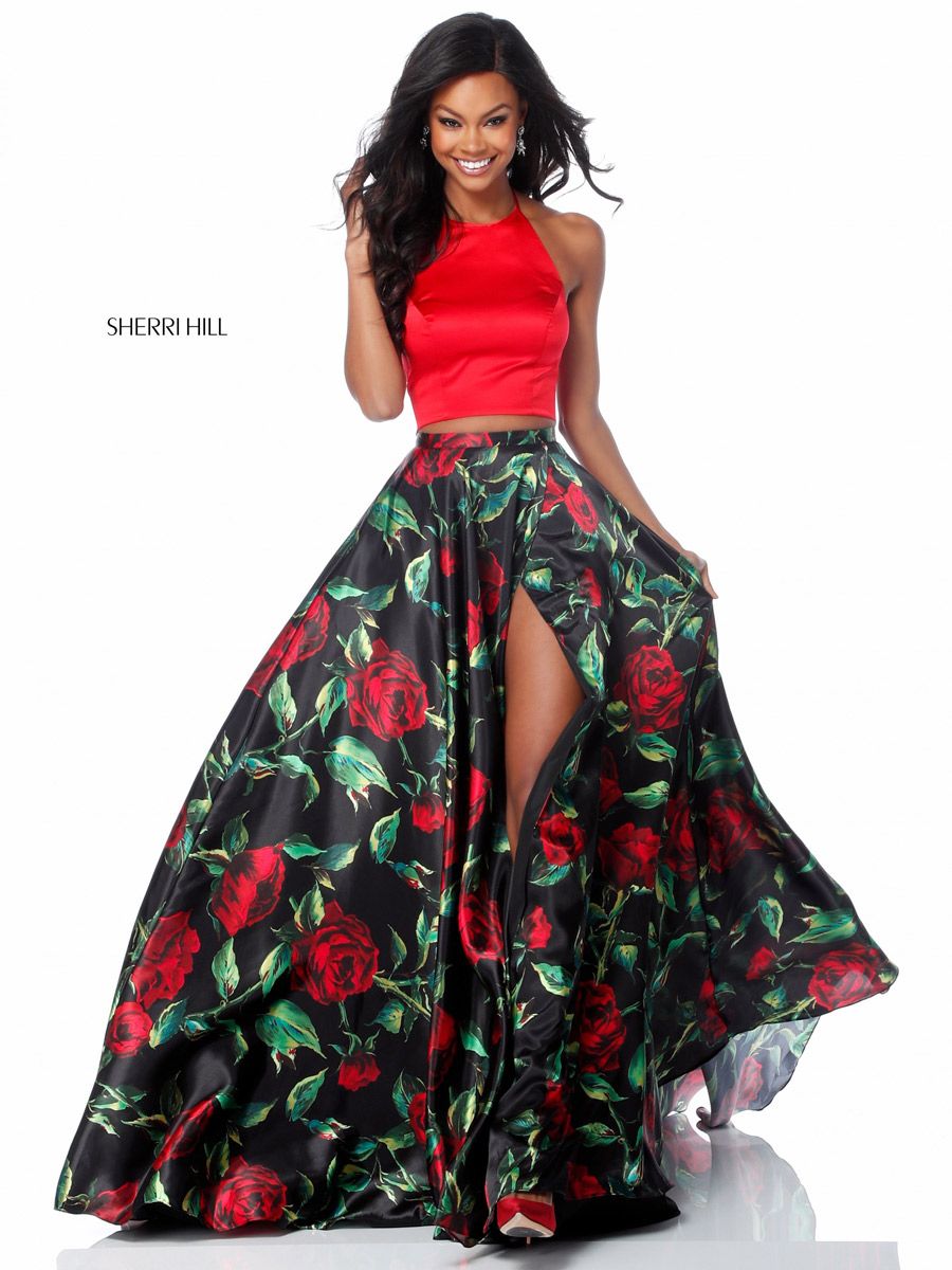 Sherri Hill 51870 Floral 2 Piece Prom Dress