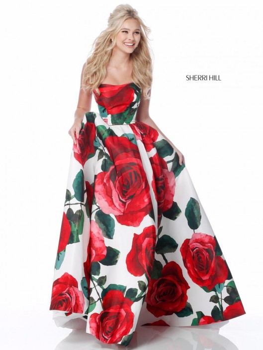 prom dress with roses