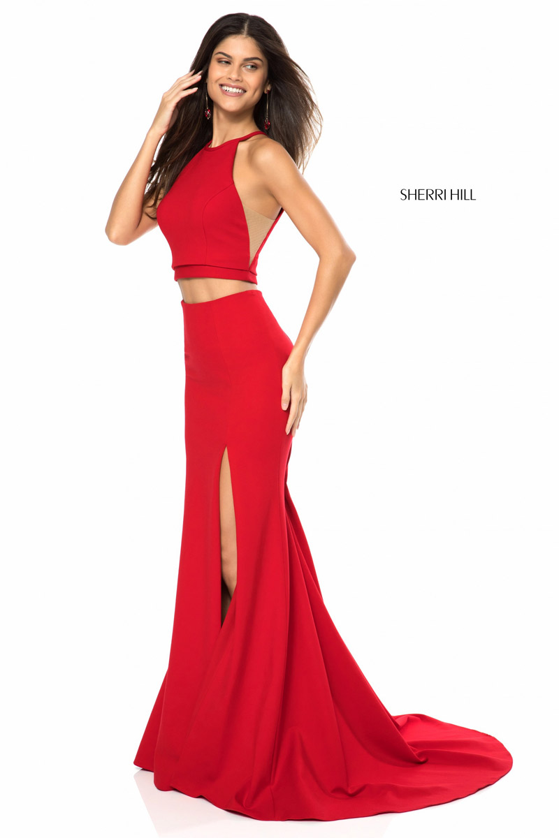 sherri hill red two piece prom dress