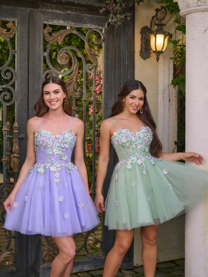 Damas by House of Wu 52455 Colorful 3D Floral Short Dress