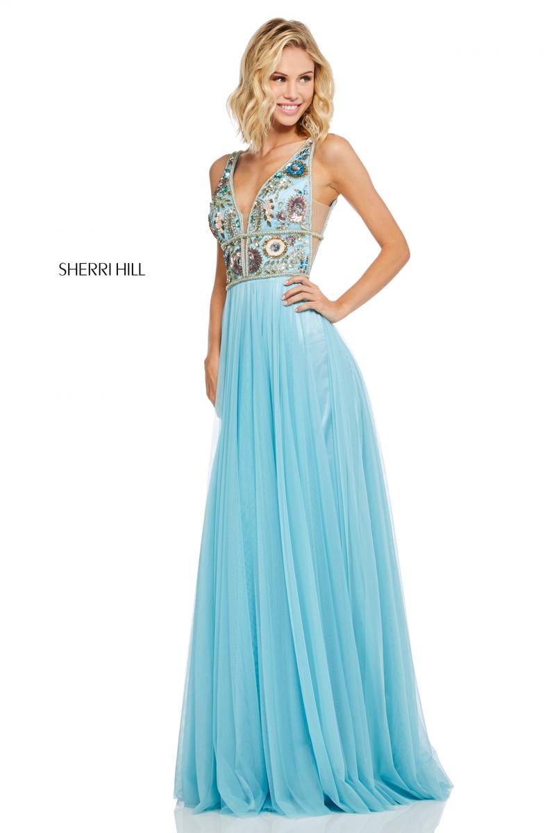 French Novelty: Sherri Hill 52473 Floral Beaded Top Prom Dress