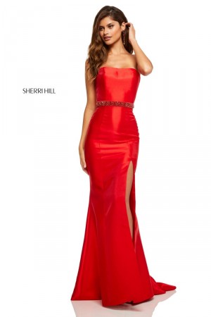 Size 12 Yellow Sherri Hill 52541 Simple Beaded Waist Prom Dress