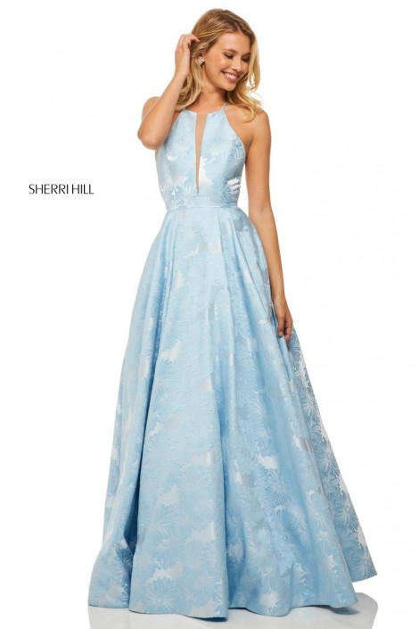 sherri hill blue floral prom dress