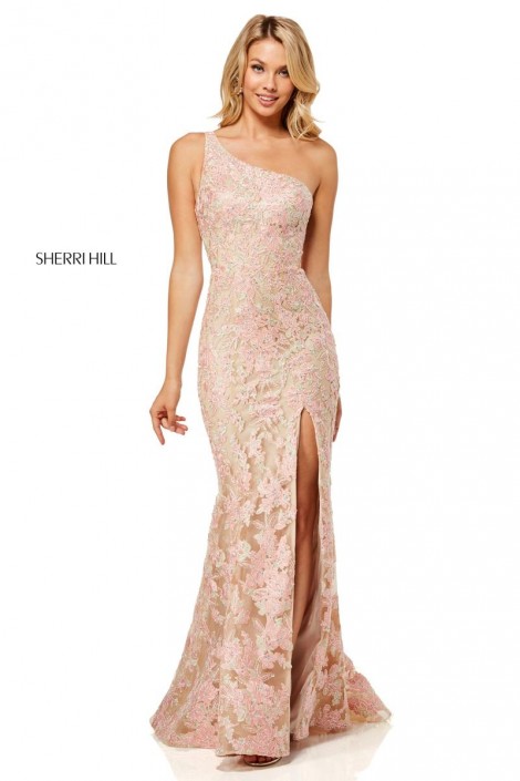 sherri hill gold prom dress