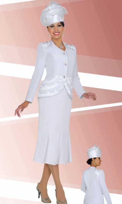 French Novelty BenMarc Fifth Sunday 52676 Womens White Church Suit