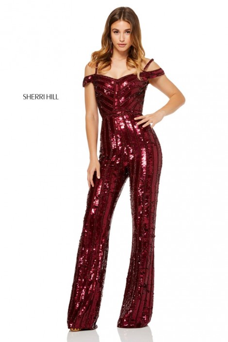 sequin off the shoulder jumpsuit
