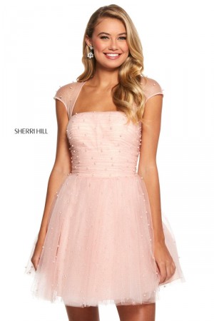 Sherri Hill 53077 Short Cap Sleeve Dress with Beading