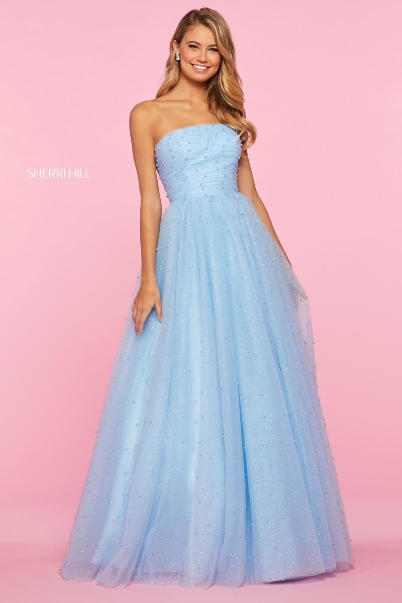 glitter tulle prom dress