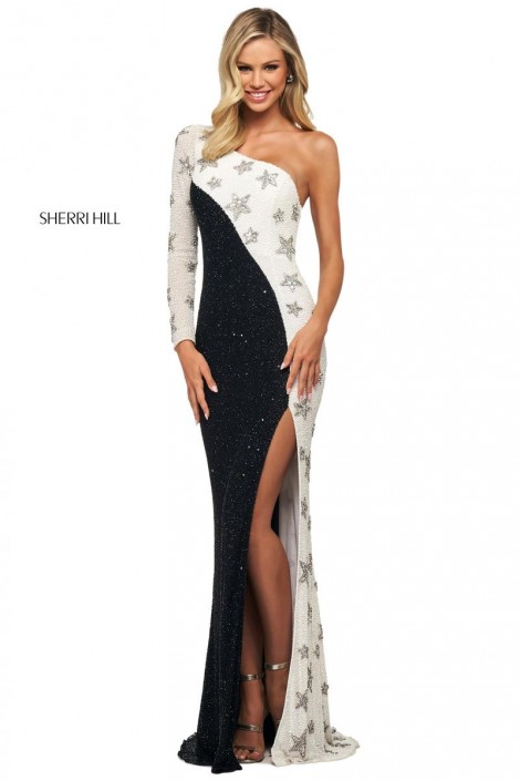 sherri hill long sleeve prom dress