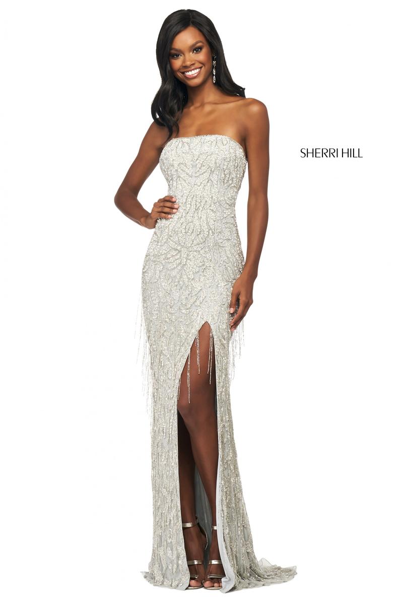 Sherri Hill 53779 Beaded Gown With Fringe French Novelty