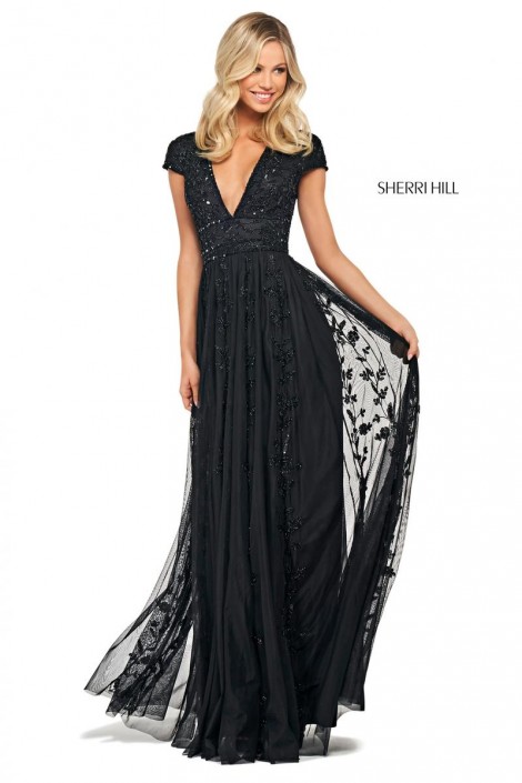 sherri hill black beaded dress