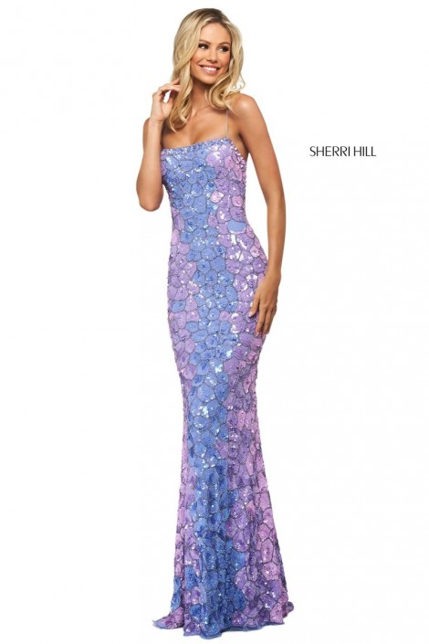 purple sequin prom dress