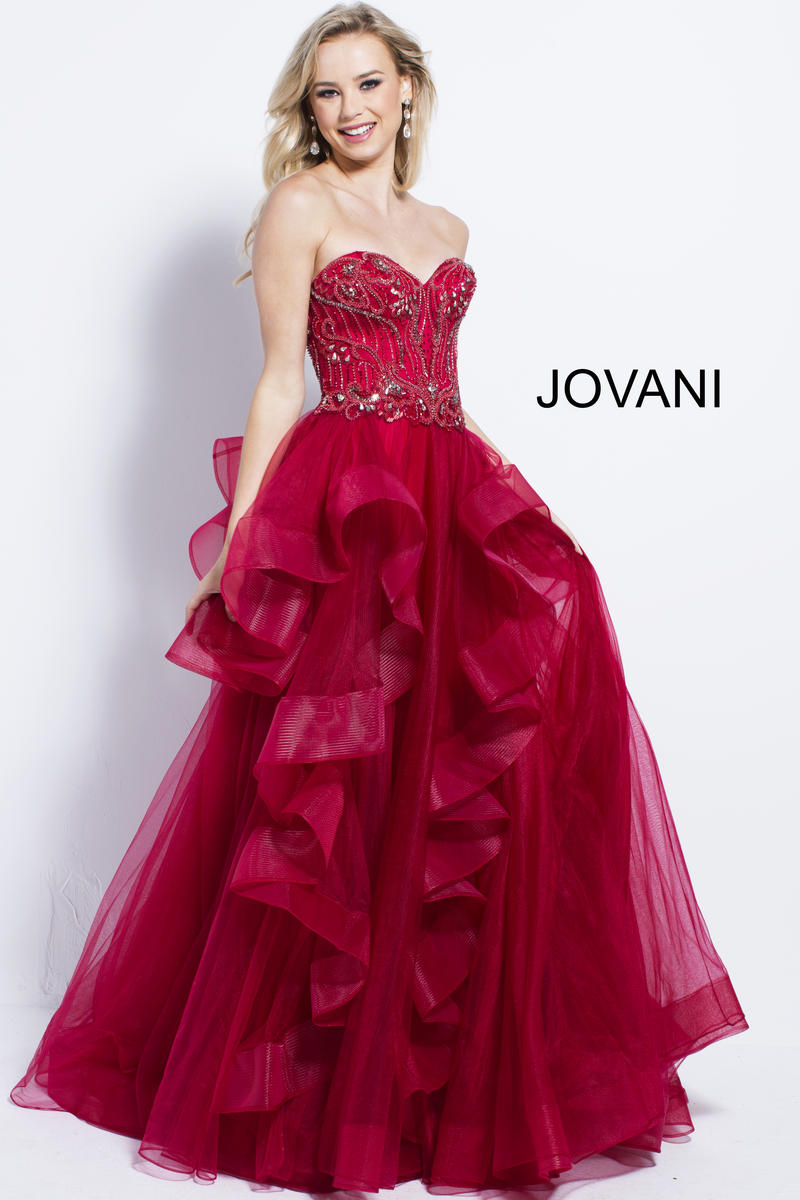 jovani tulle layered ball gown