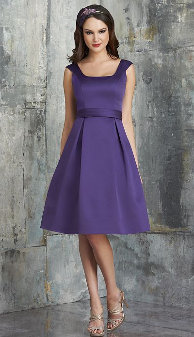 Bari Jay 547 Cap Sleeve Short Satin Bridesmaid Dress: French Novelty