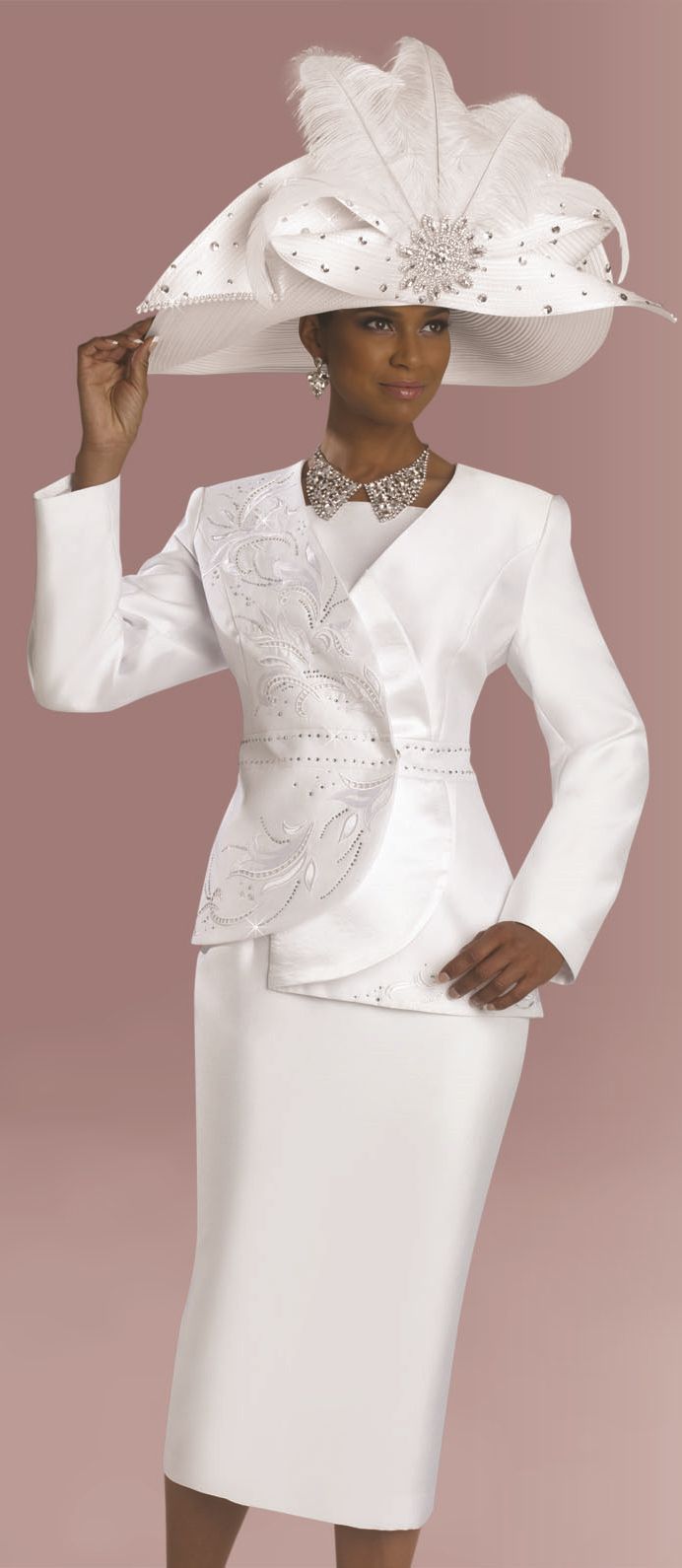 Donna Vinci 5482 Womens White Church Suit - French Novelty
