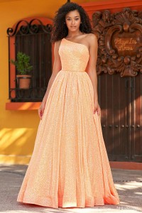 Image of SZ 00 Orange Sherri Hill 54847 Sparkling One Shoulder A-Line Gown
