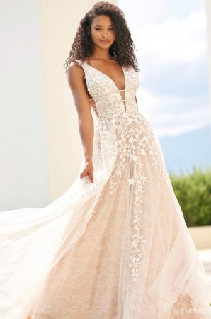 Size 18 Ivory Sherri Hill 54862 Romantic Evening Gown