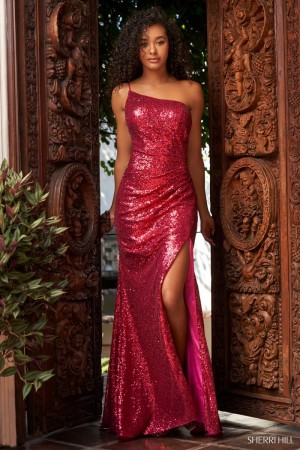 Sherri Hill 54869 One Shoulder Sequin Prom Gown
