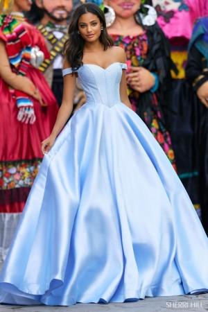 Size 12 Royal Sherri Hill 55065 Off the Shoulder Prom Gown