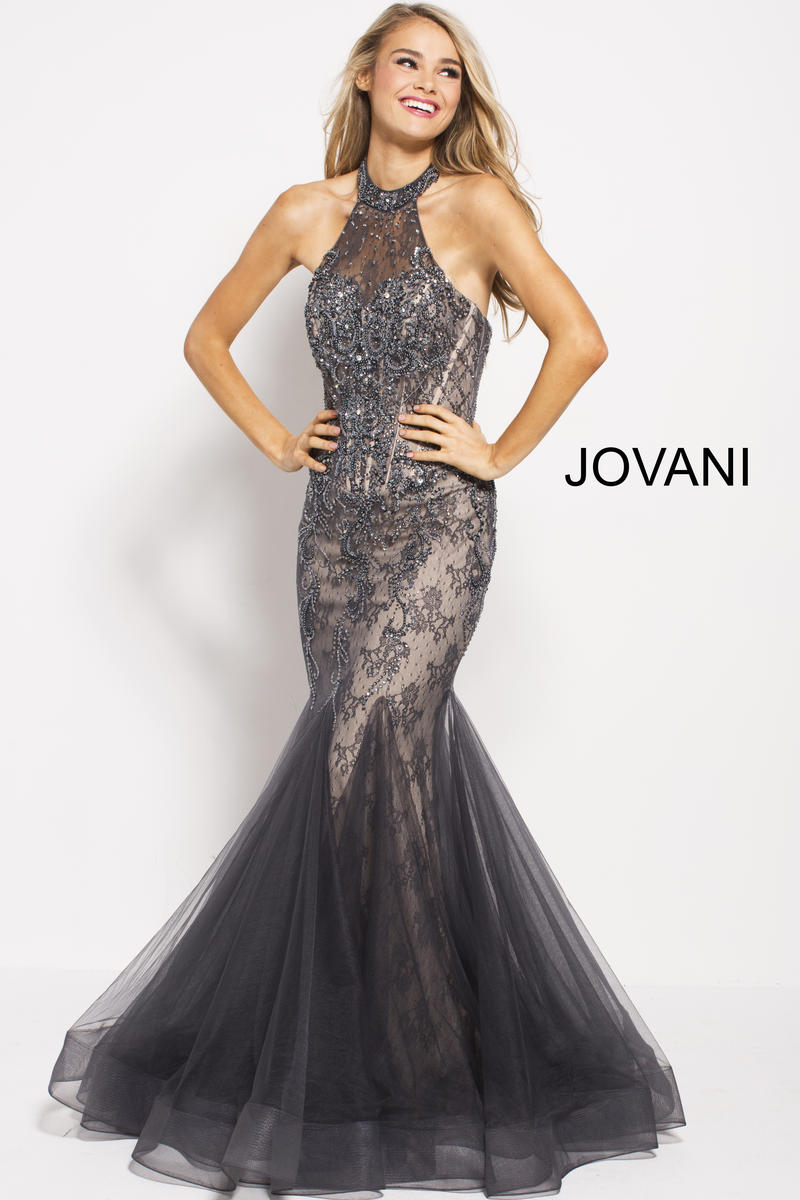French Novelty: Jovani 55261 Halter Mermaid Prom Gown
