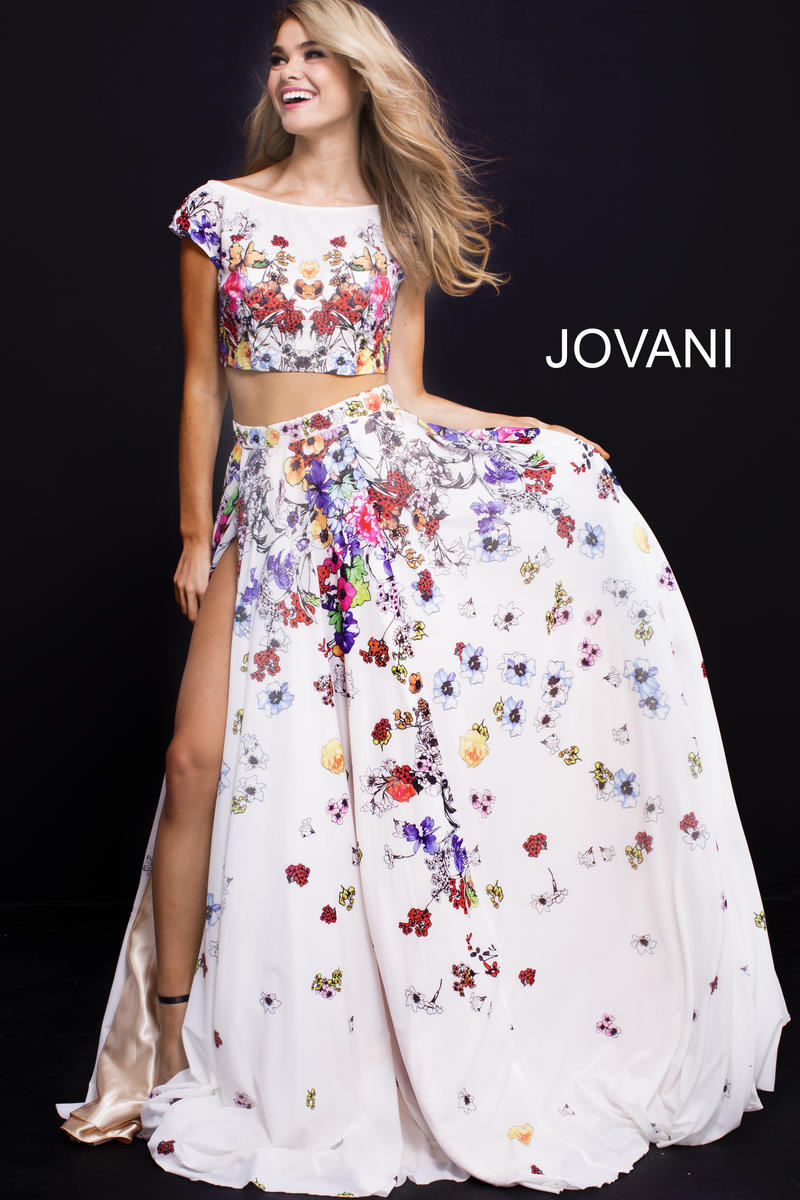 black dress with colorful flowers
