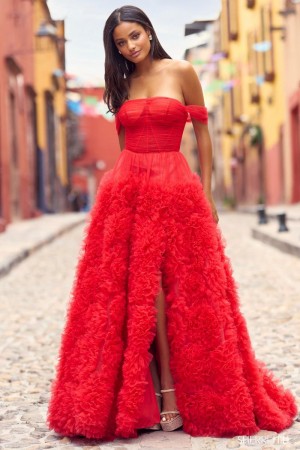 Sherri Hill 55324 Off Shoulder Ruffled Ball Gown