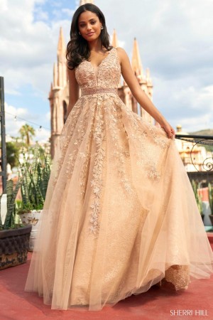 Sherri Hill 55348 Leaf Lace Ball Gown