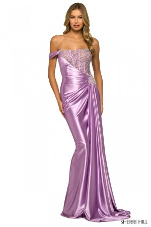 Sherri Hill 55367 One Draped Strap Beaded Gown