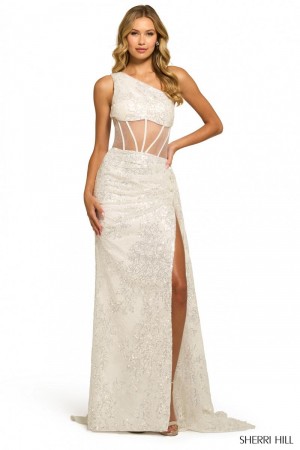 Sherri Hill 55426 Sheer One Shoulder Prom Dress