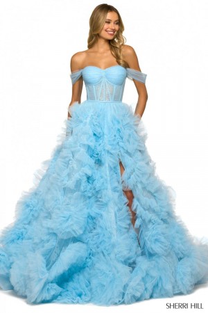 Sherri Hill 55438 Ruffled Off Shoulder Ball Gown