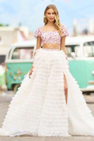 Sherri Hill 55557 Tiered Ruffle 2 Piece Gown
